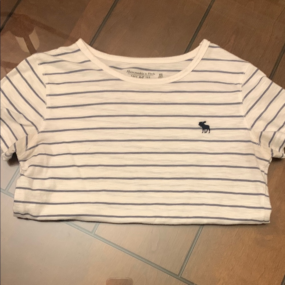 Abercrombie Women’s White and Blue Striped Shirt